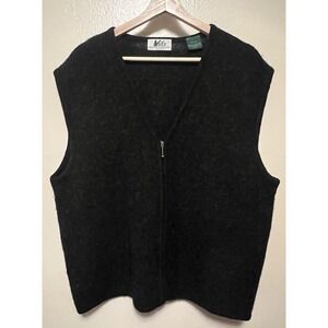 Vintage REI Wool Vest Mens Large Charcoal Gray Full Zip Sweater Outdoors Gorp